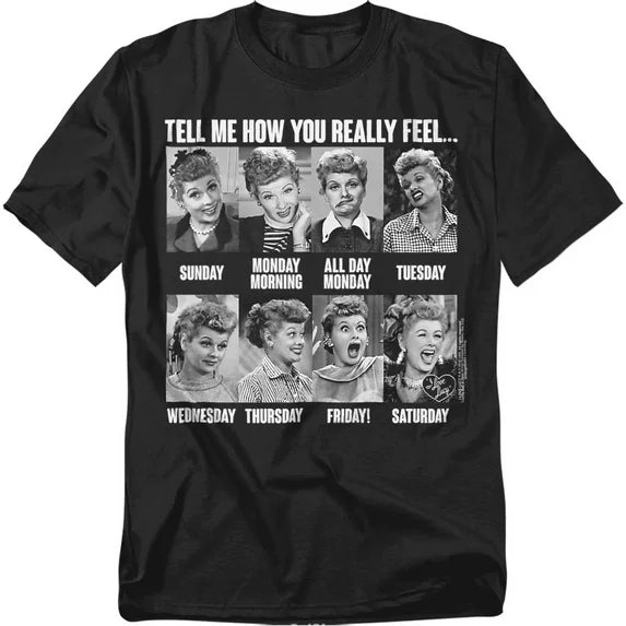 8 Days a Week – Lucy Ricardo Expressions Graphic T-Shirt | Official I Love Lucy Apparel